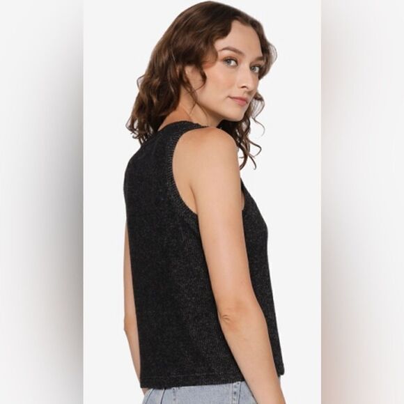 Banana Republic Ribbed Top Tank Size L Charcoal Gray - Picture 3 of 14